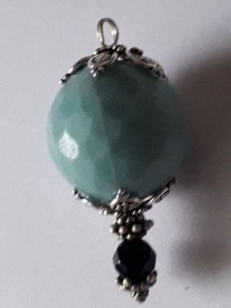 Ciondoli: Amazonit und Turmalin Stein, Silber rhodiniert. – Nuovo e nell'imballaggio originale da Winistorf venduto da acreativ2