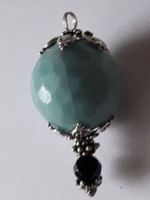 Amazonit und Turmalin Stein, Silber rhodiniert.