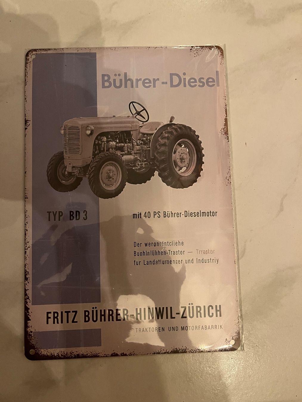 Traktoren: Bührer BD 3 Blechschild – Gebraucht aus Dällikon von CH-Schrauber