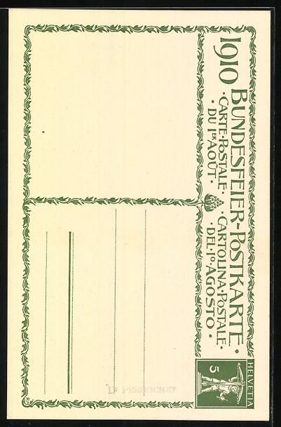 Ansichtskarten: Schweizer Bundesfeier 1910, Die Wächter – Gebraucht aus Berlin von bartko-reher 1