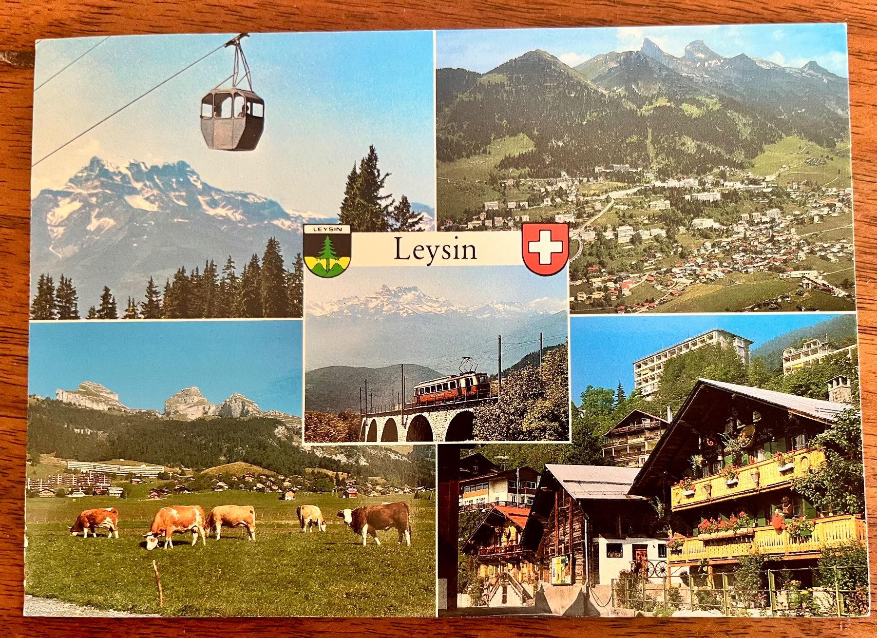 Cartoline postali: Alte Ansichtskarte Leysin, Multiview, Seilbahn – Usato da Basel venduto da so1_nf6l