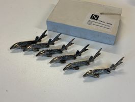 6 Messerbänkli Fischmotiv Stör ca. 80mm silberfarbig