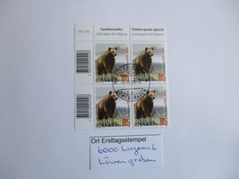 Viererblock mit Ort Ersttagsstempel Luzern 6 Löwengraben