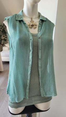 Nile edle Bluse & Spitzen-Top, Seide, Grösse S NEU