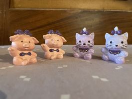 Süsses Katzenpaar & Schweinchenpaar, Figuren Set