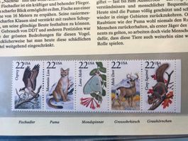 USA 1987 5er-Streifen Fischadler Puma Hirsch Mondspinner MNH