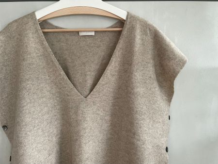 Pull manches courtes 100 % cachemire beige