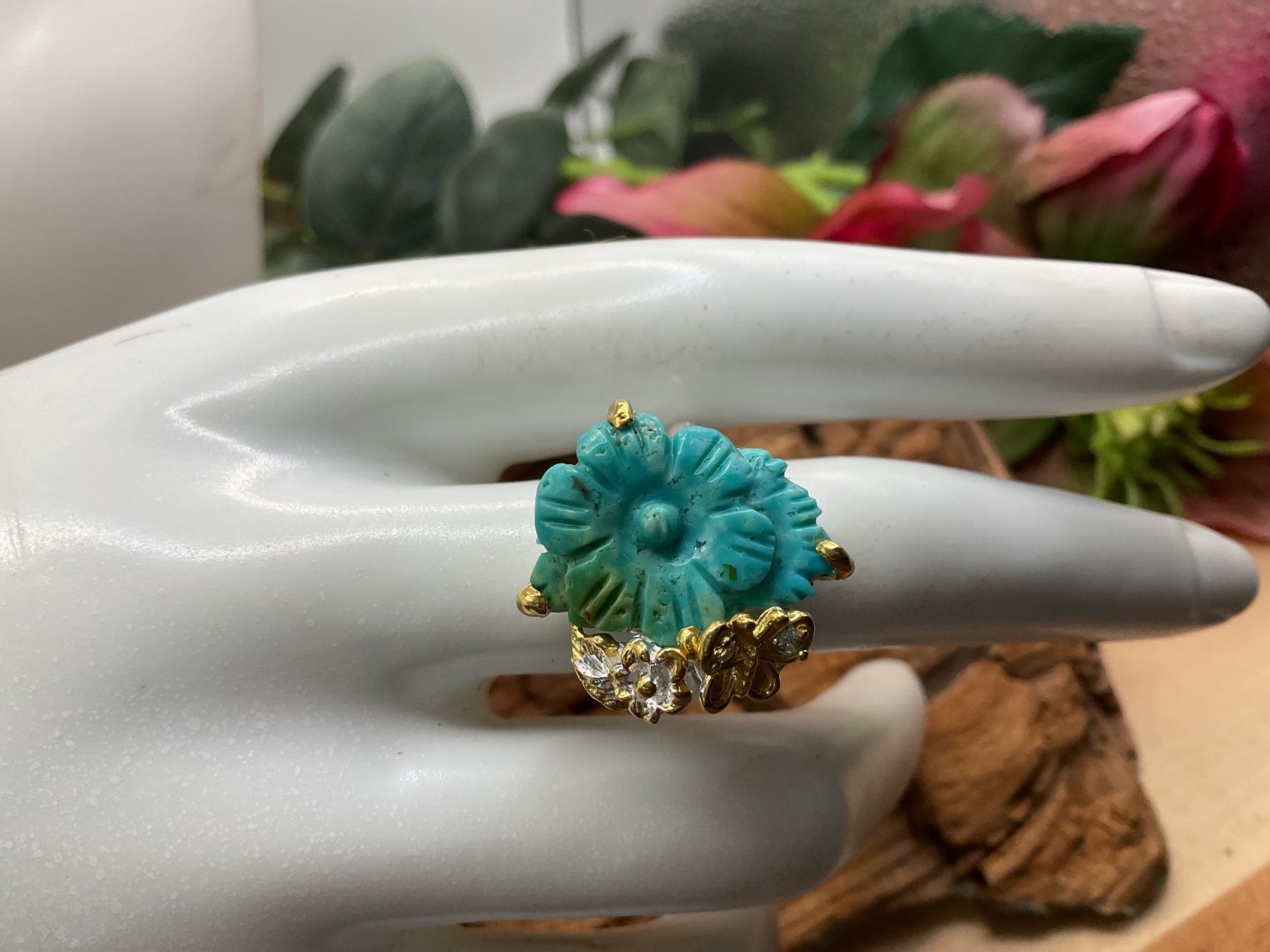 Anelli: Opulenter Ring aus Türkis und Silber, Gr. 56 – Nuovo (secondo la descrizione) da Luzern venduto da S.Kern01