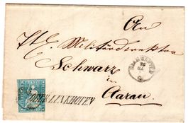 1859 OBERLUNKHOFEN AUF 10 RAPPEN BLAU RECHTS BESCHNITTEN G15