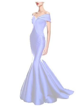 Schulter Rüschen bodenlange Kleid Weiss