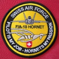 Schweizer Luftwaffe F/A-18 Hornet Pilot Patch Aufnäher TOP