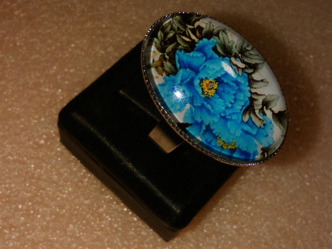 Anelli: ring edelsthal,,mit  blumen,,blau – Nuovo (secondo la descrizione) da Basel venduto da bijoutrie_4 1
