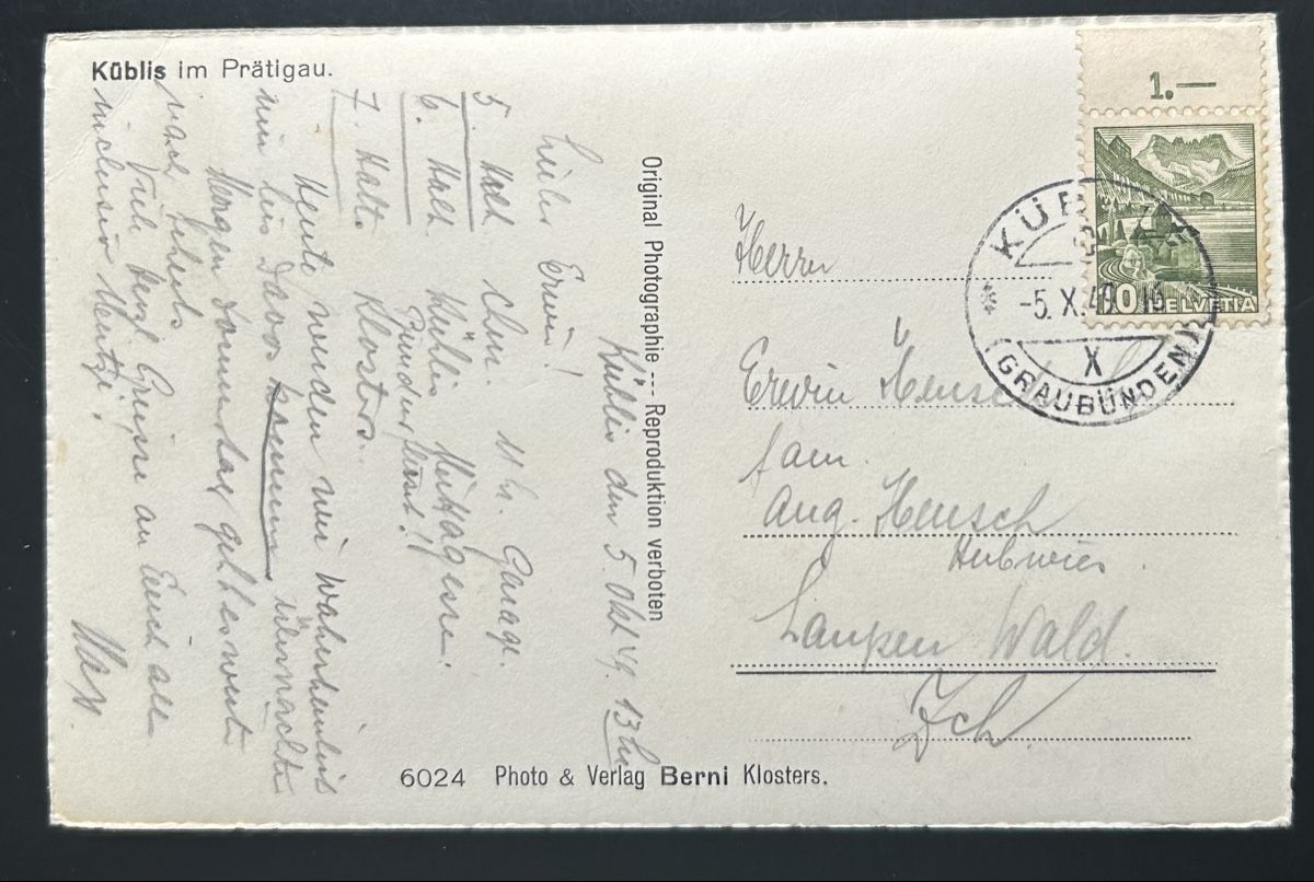 Cartoline postali: Küblis im Prättigau  – Usato da Horw venduto da Tellbub 1