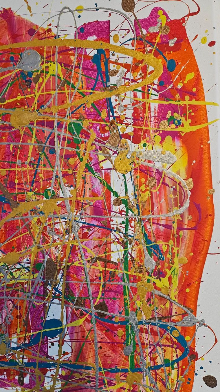 Dipinti: Tableau abstrait unique, couleurs vives et dynamiques! – Nuovo (secondo la descrizione) da Le Locle venduto da fab_c9hh 4