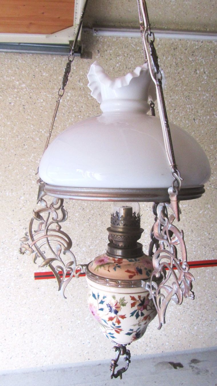 Lampade: Antike Hängelampe Lampe Jugendstil Petroleumlampe Top – Usato da Seengen venduto da mikelele