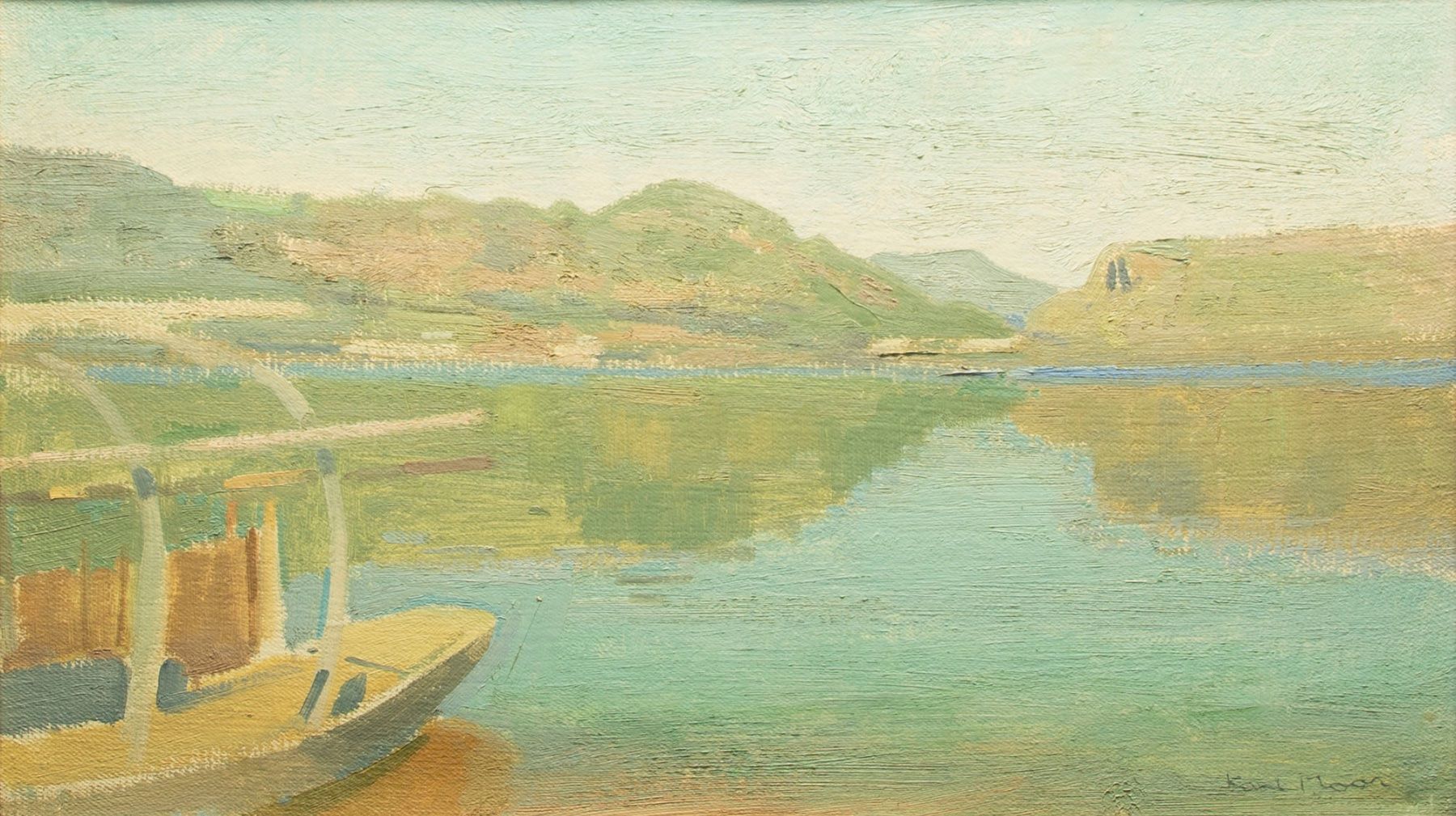 Dipinti: Karl Moor -  Rheinlandschaft um Basel – Usato da Basel venduto da bigmbh 1