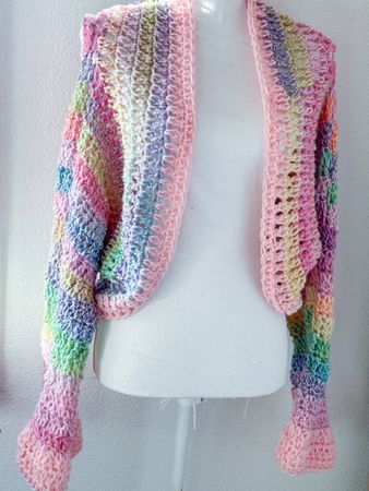 gehäkelt Bolero Weste Cardigan rosarot mix
