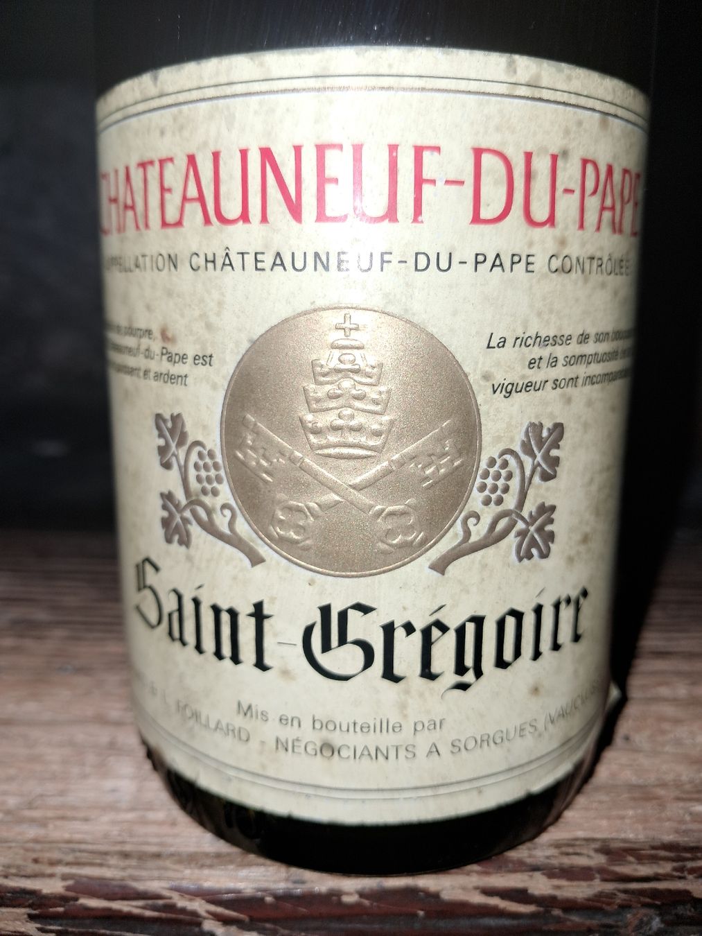 Wein: Châteauneuf-du-Pape Saint Grégoire 1979 – Neu und originalverpackt aus Le locle von juliensaran 1