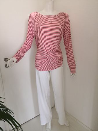 🤩GAP & H&M LANGARM T-SHIRT WEISS-ROT GESTREIFT & HOSE WEISS