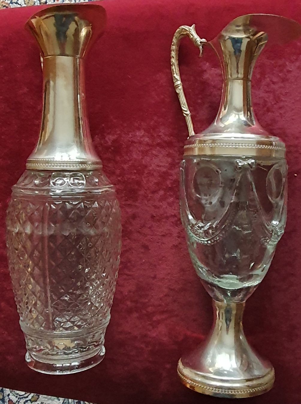 Caraffe: 2 schöne Glaskrüge versilbert – Usato da Kreuzlingen venduto da Rschweiz1 1