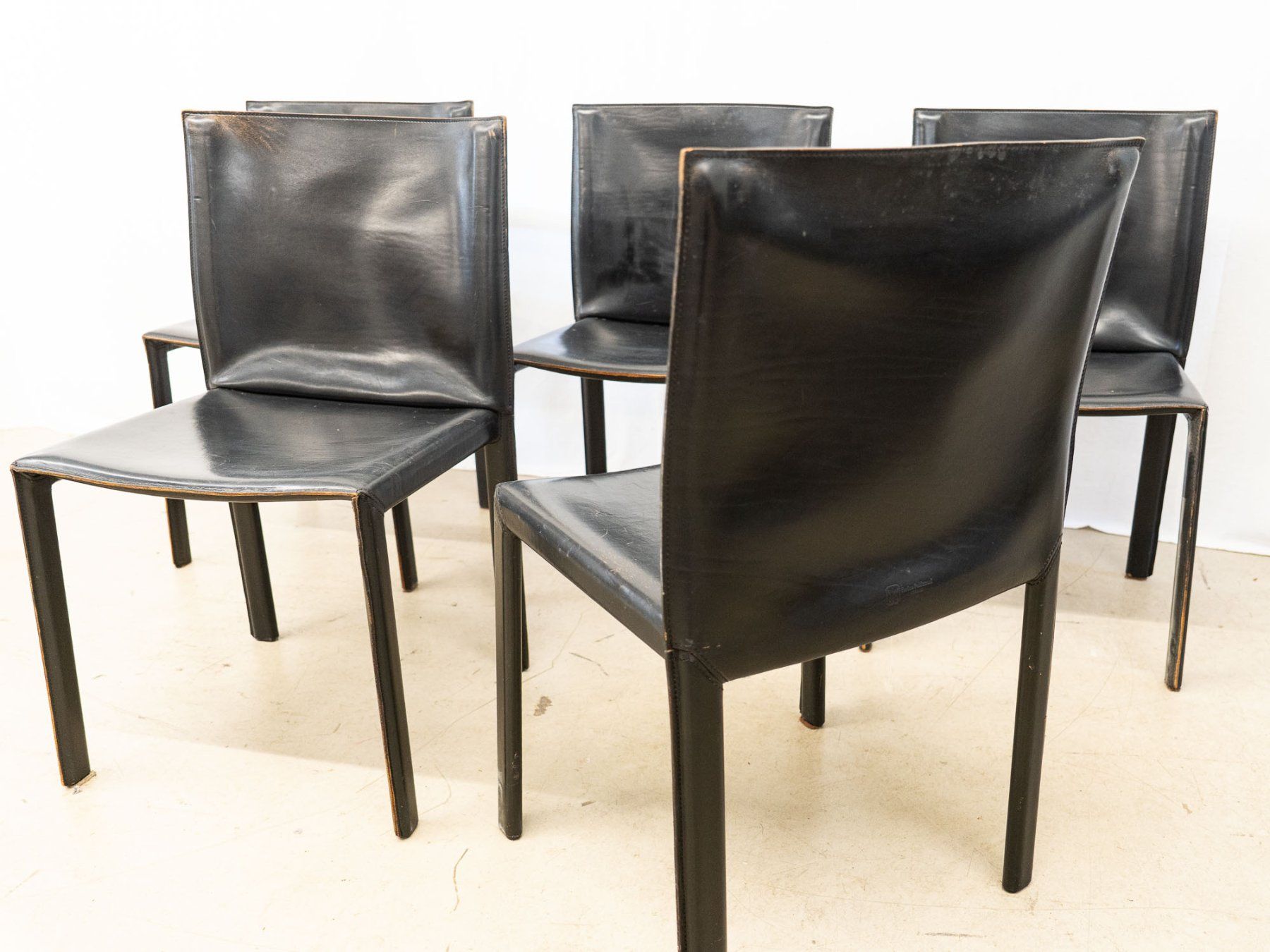 Chaises: 5 Lederstühle "Pasqualine" - Enrico Pellizzoni - Ref. 07/07 – D'occasion à Au ZH par BrockiAu 3