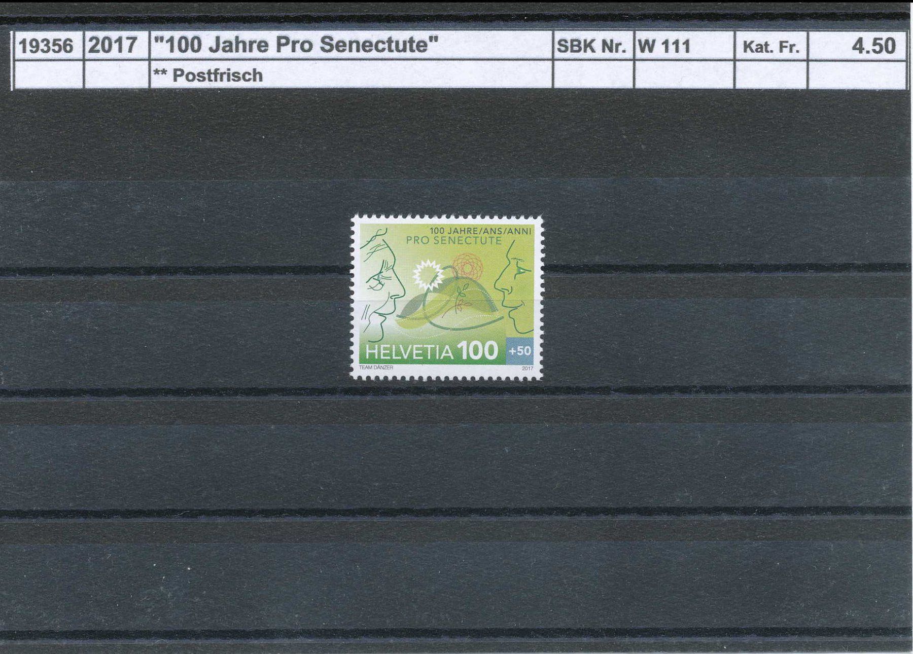 Alle Briefmarken: 2017 "100 Jahre Pro Senectute", ** postfrisch – Neu (gemäss Beschreibung) aus Winterthur von Zupogeru