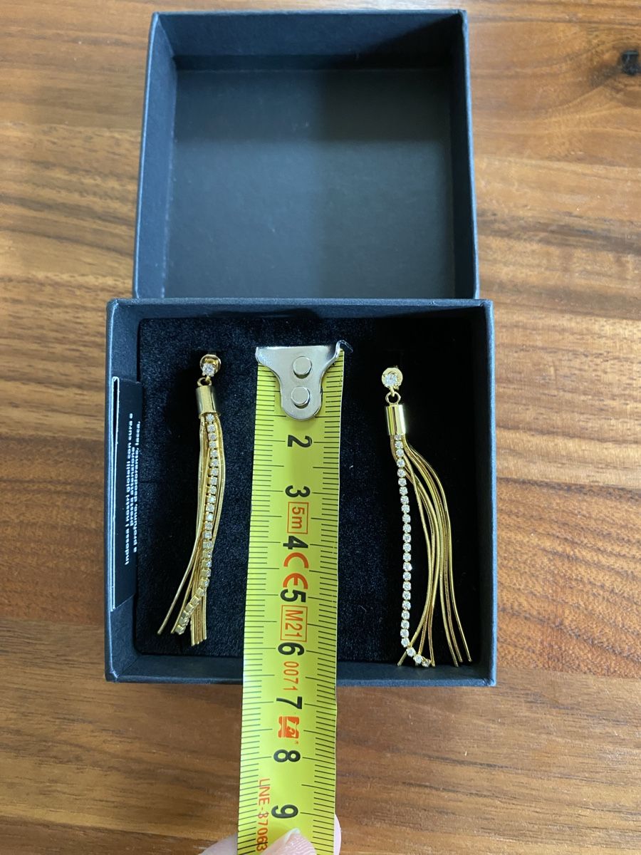 Orecchini pendenti & Orecchini a lobo: Elegante goldene Ohrringe mit Strass – Nuovo e nell'imballaggio originale da Wetzikon ZH venduto da purple_44 1