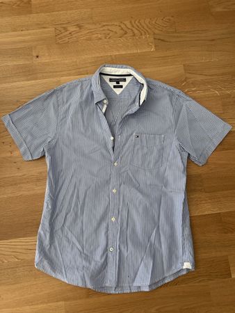 Tommy Hilfiger Men's Shirt Blue Stripe Size L Modern Fit