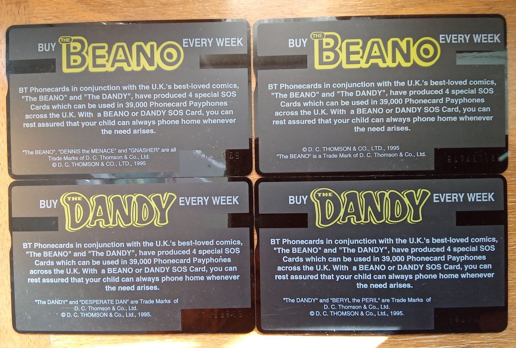 Telefon- & Taxkarten: 4 Telefonkarten British Telecom Dandy & Beano – Gebraucht aus Zürich von tol_b7c7 1