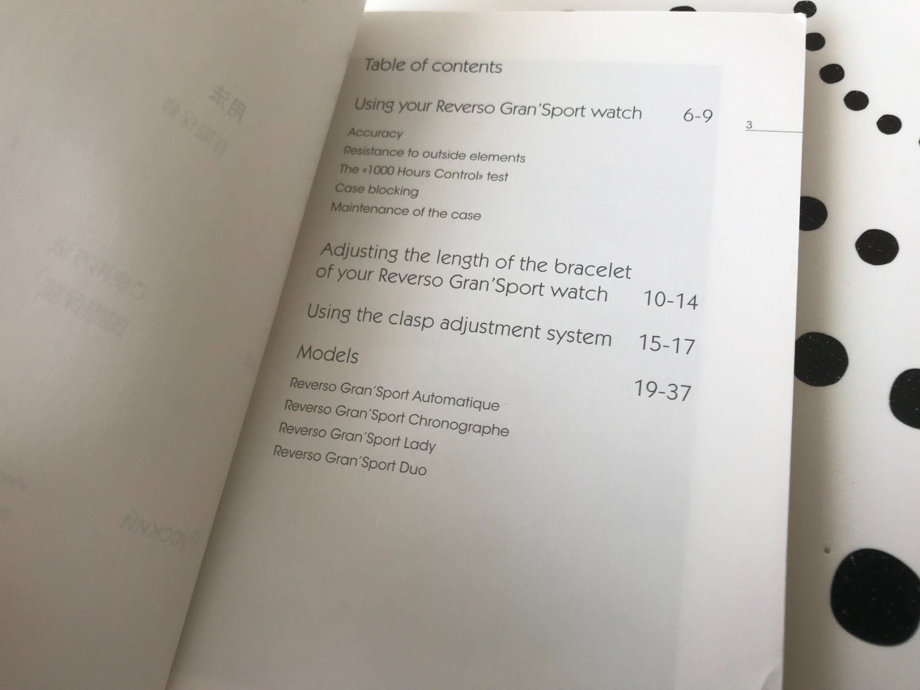 Jaeger-Lecoultre Documenti: JAEGER-LECOULTRE - REVERSO GRAN'SPORT OPERATING INSTRUCTIONS – Usato da Epalinges venduto da dream-watch 2