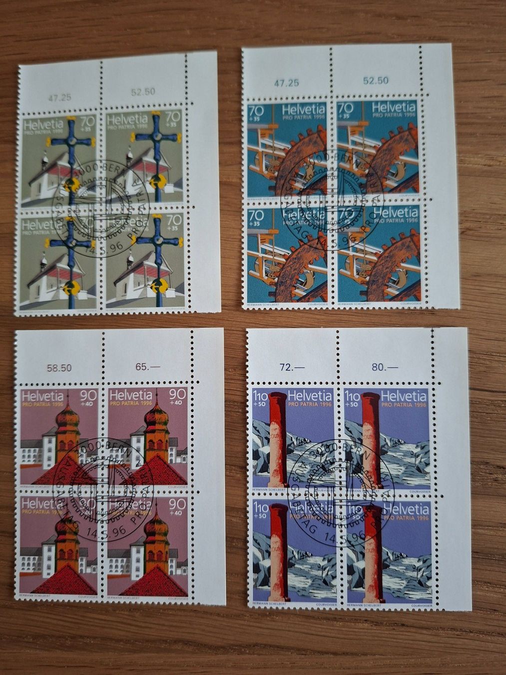 Alle Briefmarken: 4er Blocks: Pro Patria 1996 – Neu (gemäss Beschreibung) aus Hinterkappelen von 1399