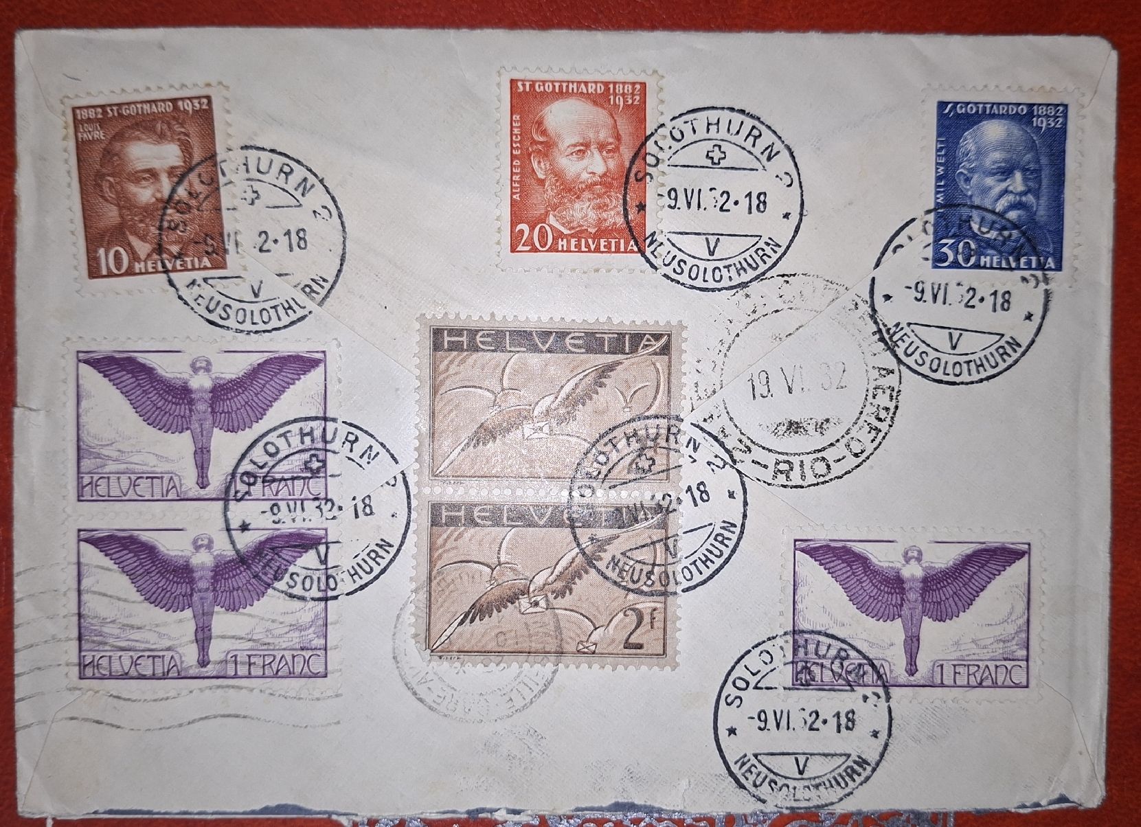 Tutti i francobolli: Flugpostbrief  Solothurn - Rio de Janero Kat. 910.- – Usato da Balgach venduto da SIMEON27 2