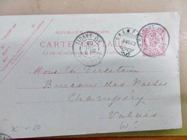 Gelaufene Ganzsache (Karte) von F nach CH 1903