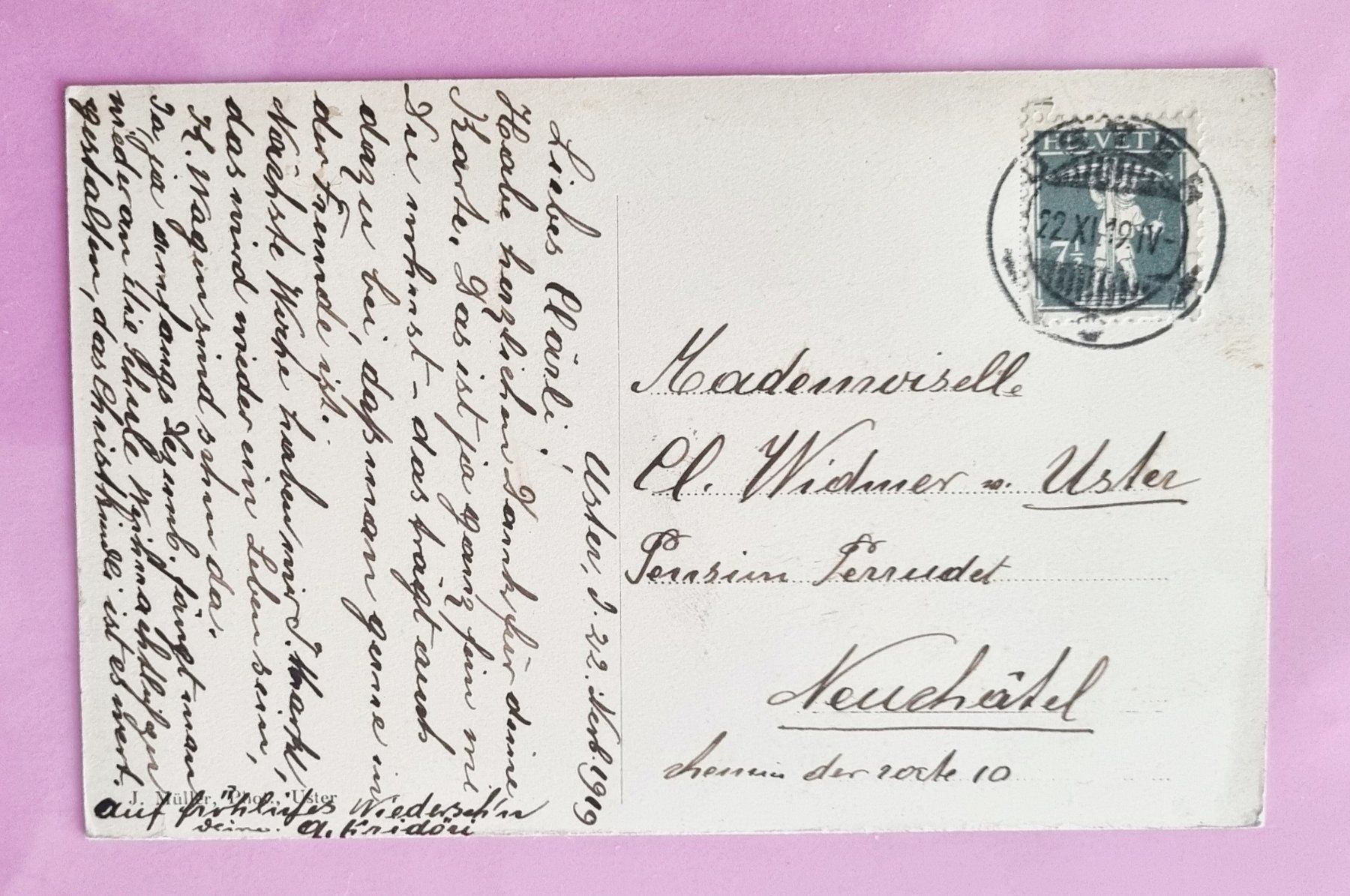 Ansichtskarten: Uster - Bahnhof - Hotel Krone - 1919 – Gebraucht aus Rothrist von RROENK 1