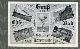AK sw Travemünde Ostseebad,Schleswig-Holstein,5-Bild ≈1956