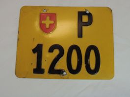 Altes Schweizer PTT Töff Nummernschild, Sammlerstück