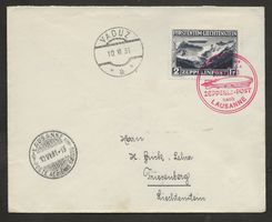 Flugpost Schweiz 1931 Zeppelin Vaduz Lausanne Katalog 450.-