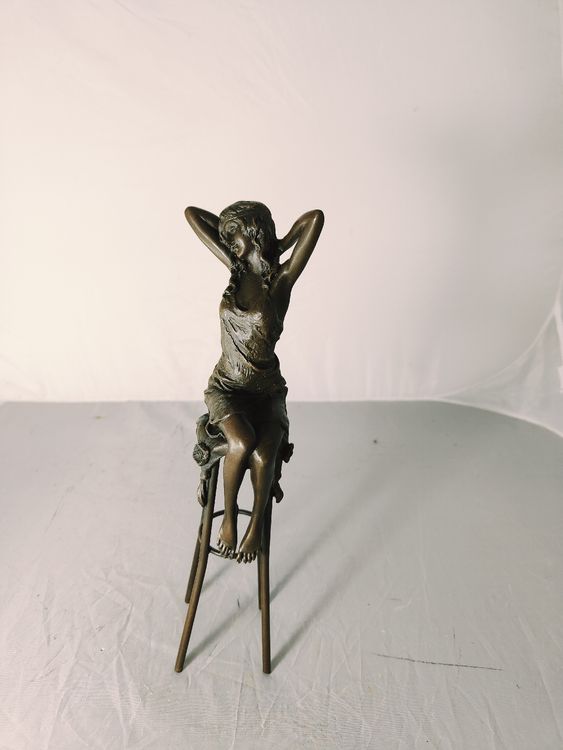 BRONZEFIGUR AKT GRAZIE DAME AUF BARHOCKER ART DECO (Gebraucht) in Jeuss ...