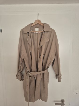 H&M Trenchcoat Damen Beige Taupe/Beige Gr. S mit Gürtel