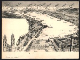 Klapp-AK Zürich, Panorama vom Zürich-S