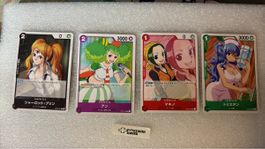 One Piece Sammelkarten Set 4 Stueck neuwertig