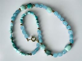 Neue Halskette – Unikat 💎 Larimar, Aquamarin & Amazonit