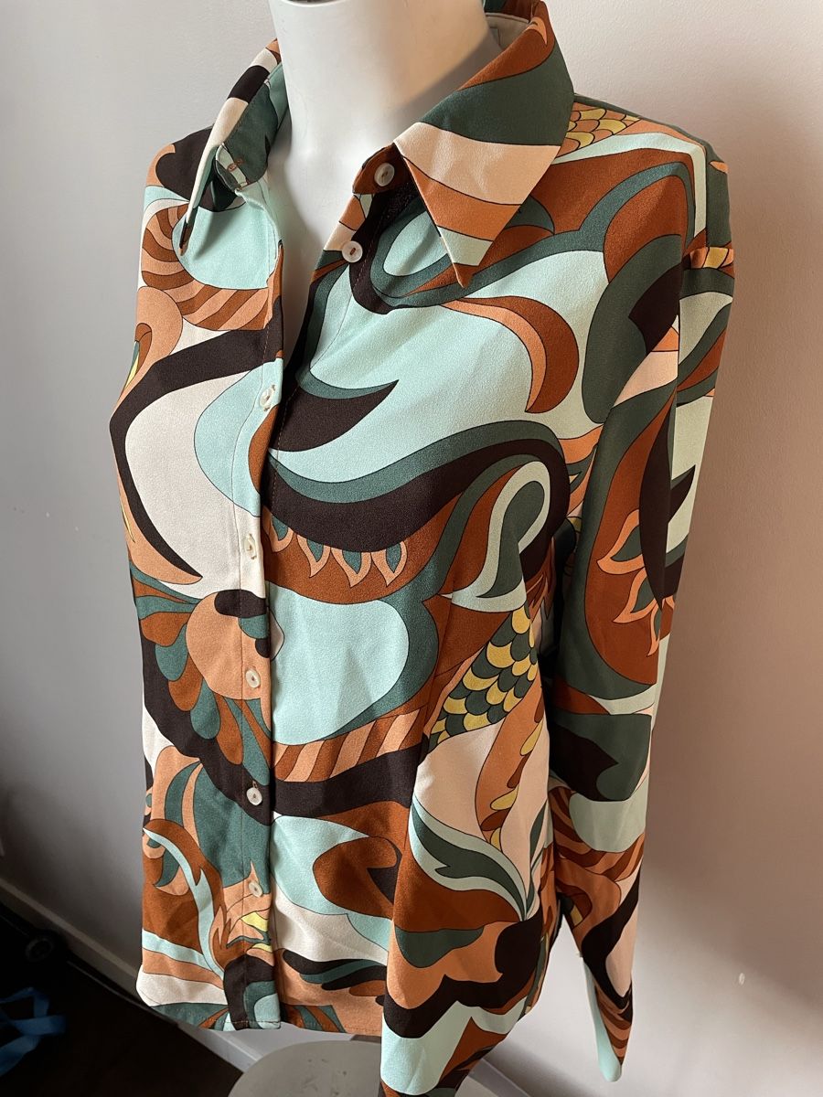 Mango Camicette: Chemise rétro abstrait - Mango - L  – Usato da Troinex venduto da Irisglo 4
