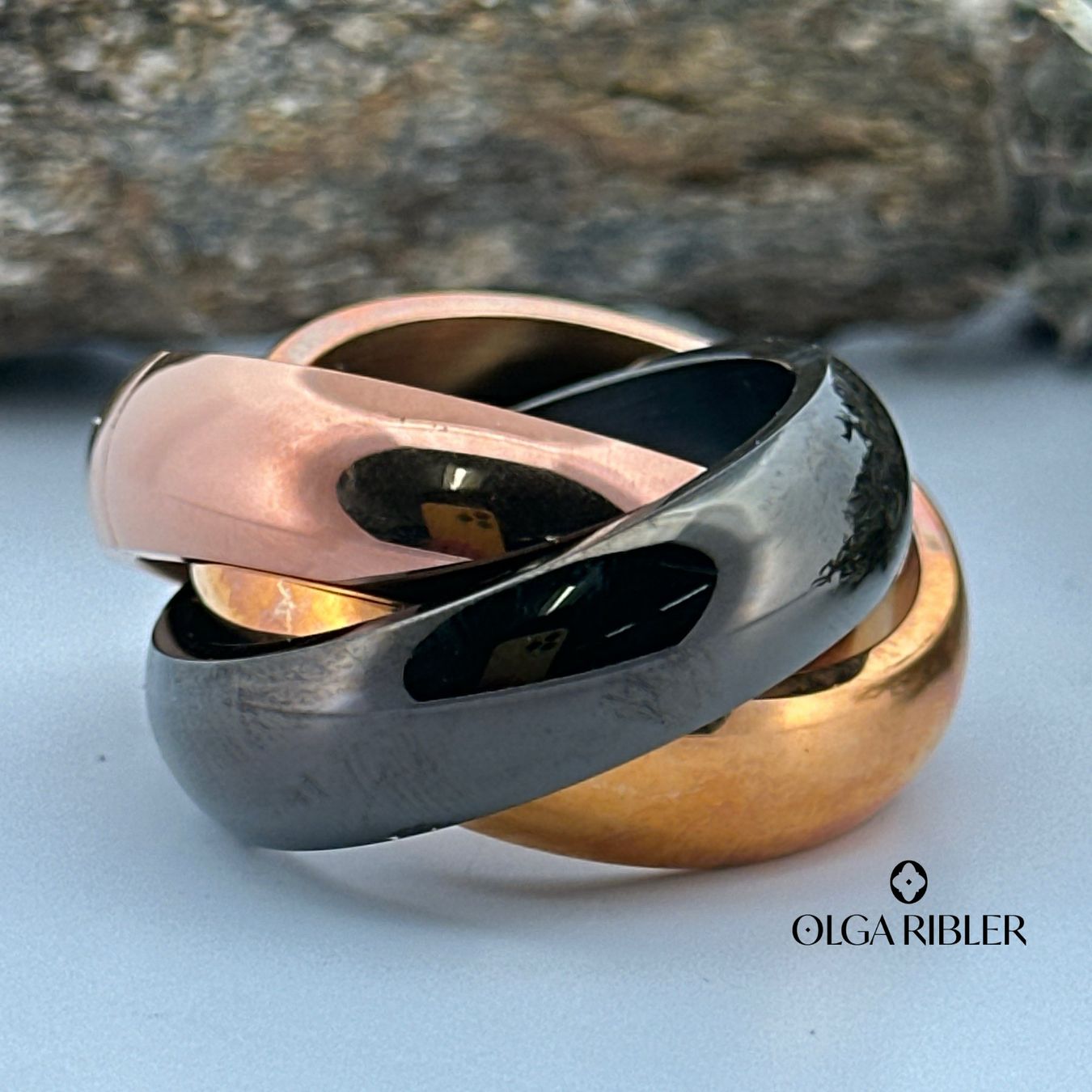 Olga Ribler Anelli: Edelstahl Wellen Ring 3color Grösse 62 – Nuovo (secondo la descrizione) da Luzern venduto da Schmuckoutlet 2