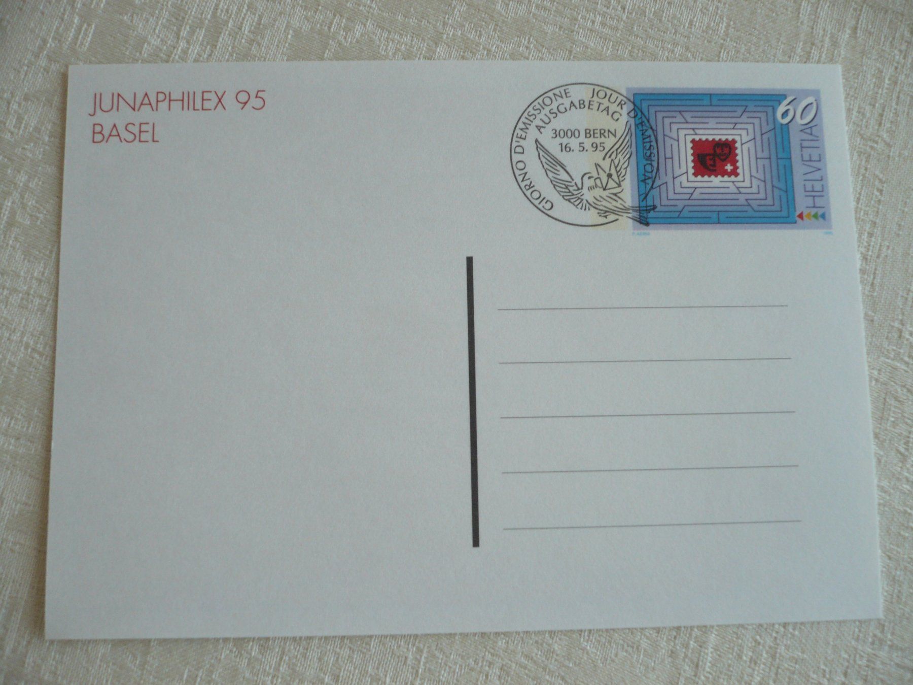 Tutti i francobolli: 1995 Postkarte JUNAPHILEX-95 ET – Usato da Zürich venduto da saltandpepper008 1