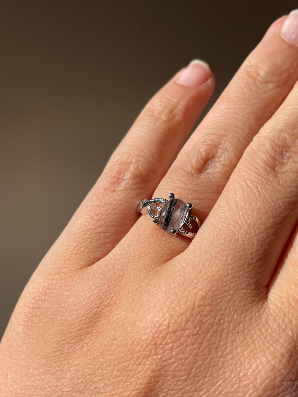 Anelli: 100 % echter schwarzer Rutilquarz-Ring – Edelsteinring. – Nuovo e nell'imballaggio originale da Schiers venduto da sisikristall 5