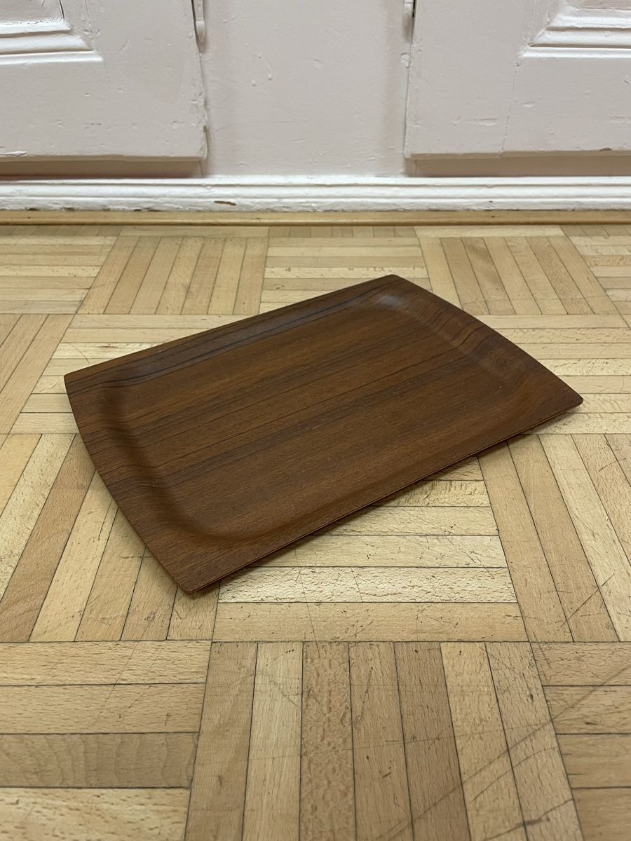 Piatti di portata: Schlichtes Teakholz Tablett vintage Serviertablett 60er 70er – Usato da Zürich venduto da Vintagewiesel