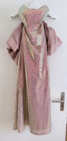 Glamouröses champagnerrosa schillerndes Paillettenkleid