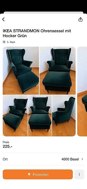 Poltrone: IKEA STRANDMON Ohrensessel mit Hocker – Usato da Rheinfelden venduto da Cimbom1919
