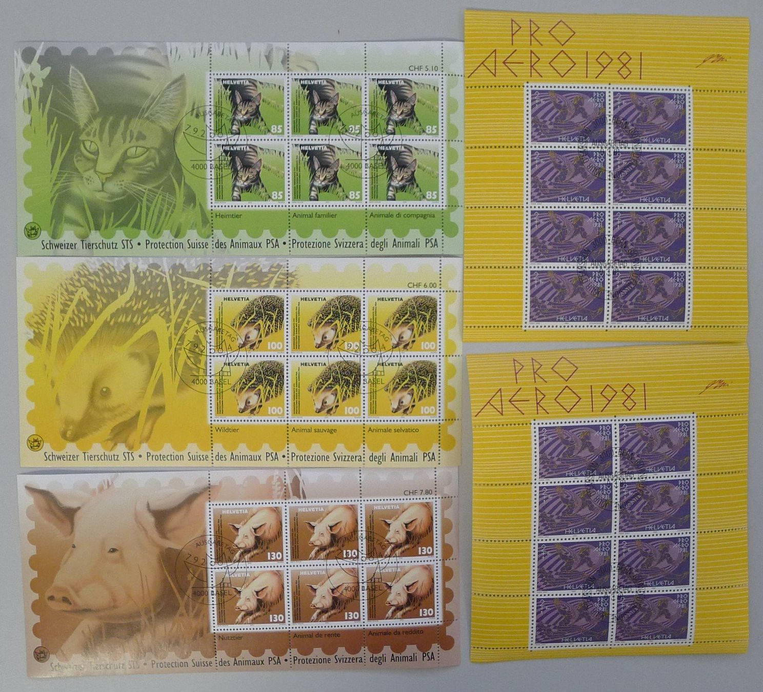 Alle Briefmarken: 1978-2010, SAMMLUNG Bogen + Kleinbogen von 42 Stück, Ersttag – Gebraucht aus Sursee von Luzernerraute 4